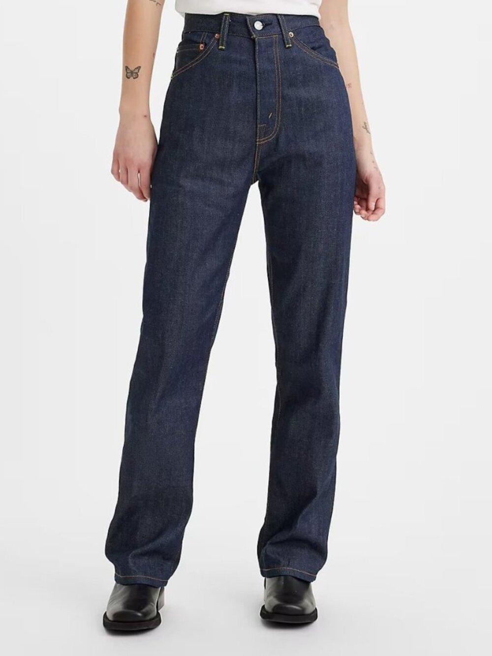 Levi's Vintage Clothing 1950s 701 Jeans High Rise Straight Selvedge Dark Indigo - Picture 15 of 16